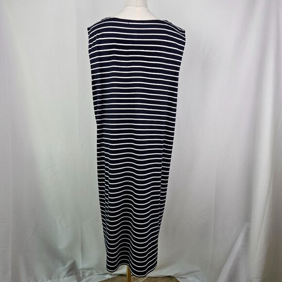 Lauren Ralph Lauren Navy White Dress Striped Sleeveless Lace-Up Nautical 3X - Picture 5 of 10